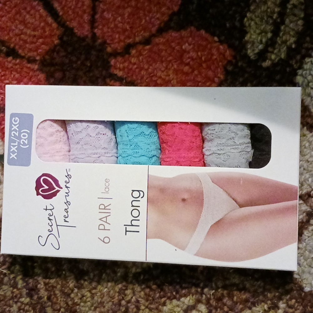 SECRET TREASURES 6 PAIR LACE THONG UNDERWEAR